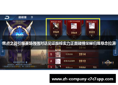 焦点之战引爆赛场强强对话见证巅峰实力正面碰撞荣耀归属悬念拉满 焦点之战引爆赛场强强对话见证巅峰实力正面碰撞荣耀归属悬念拉满